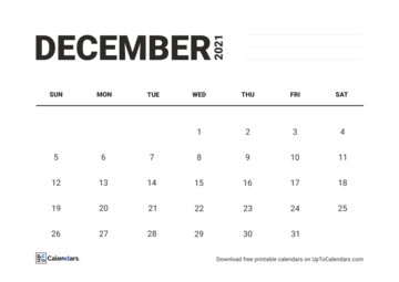 Printable December 2021 Calendar Blank Templates Free Download PDF